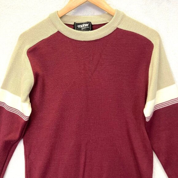 Vintage Topher Colins Canada Wool Blend Sweater Raglan Sleeve Mens Medium M Red - Picture 5 of 16